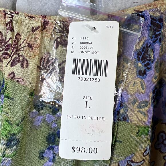 Floreat by Anthropologie Boho Patchwork Beaded Blouse Sheer Lining Large NWT - Picture 4 of 11